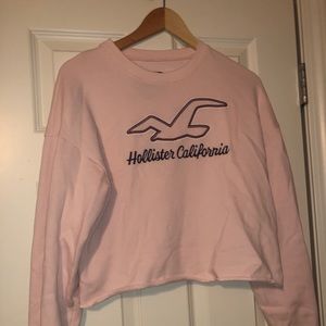 Baby Pink Cropped Hollister Sweatshirt